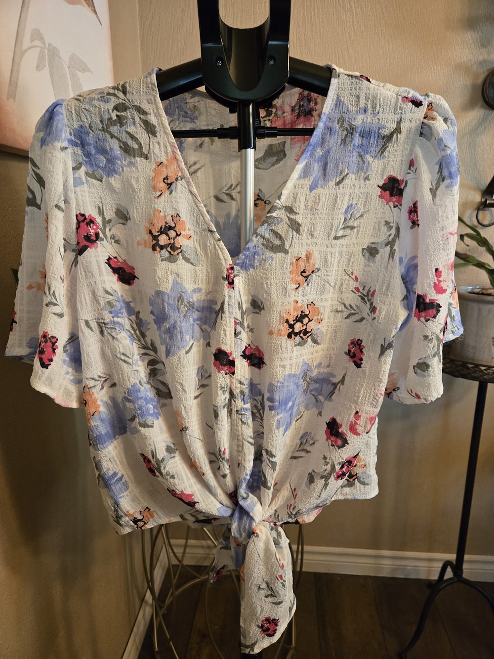 Tamara H Floral Tie-Front V-Neck Blouse